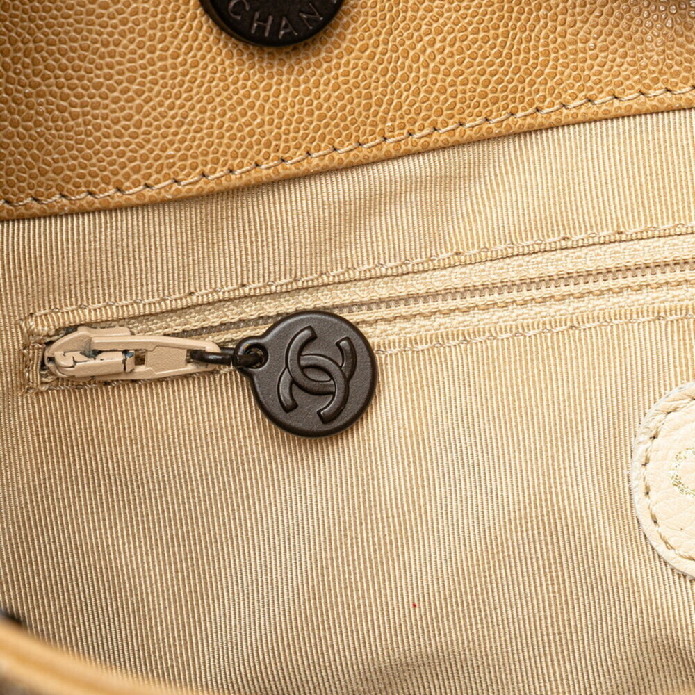 CHANEL Cream Caviar Leather Logo Shoulder Bag - Picture 9 of 14